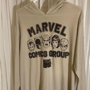 Marvel Comics Group Hoodie XL Cream Graphic Distressed Superhero